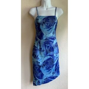 Vintage 90s Y2K Evolution Asymmetrical Slip Dress XS Rose Fairy Grunge 2000s
